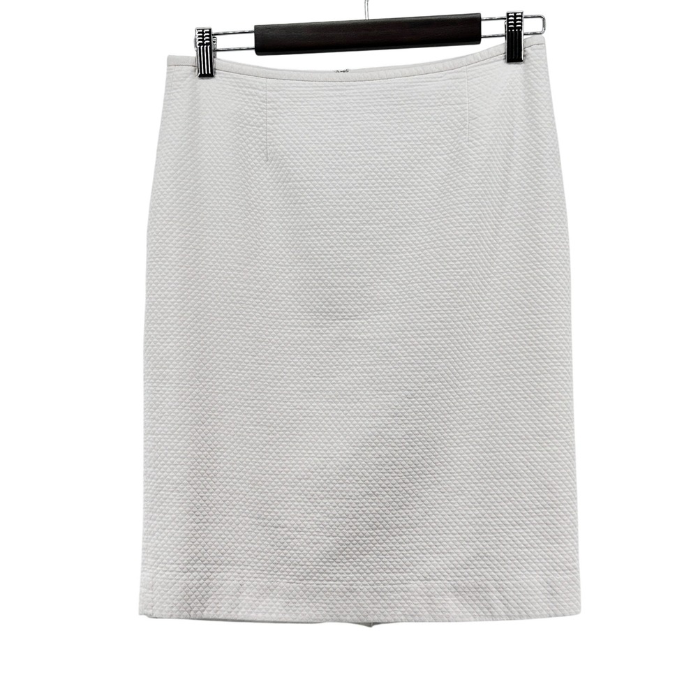 Calvin Klein White Quilted Pencil Skirt Womens Size 10 Back Zip Knee Length